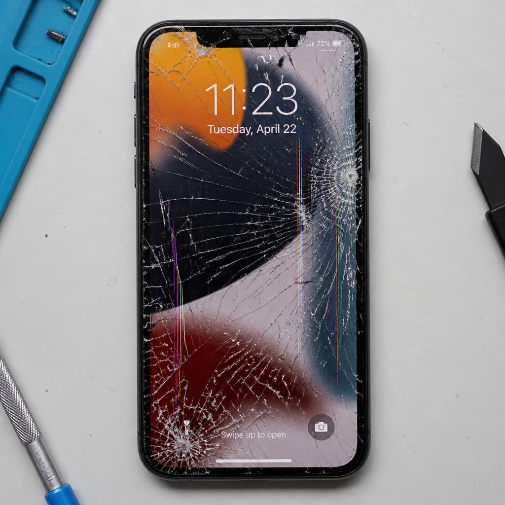 Before — iPhone cracked screen replacement